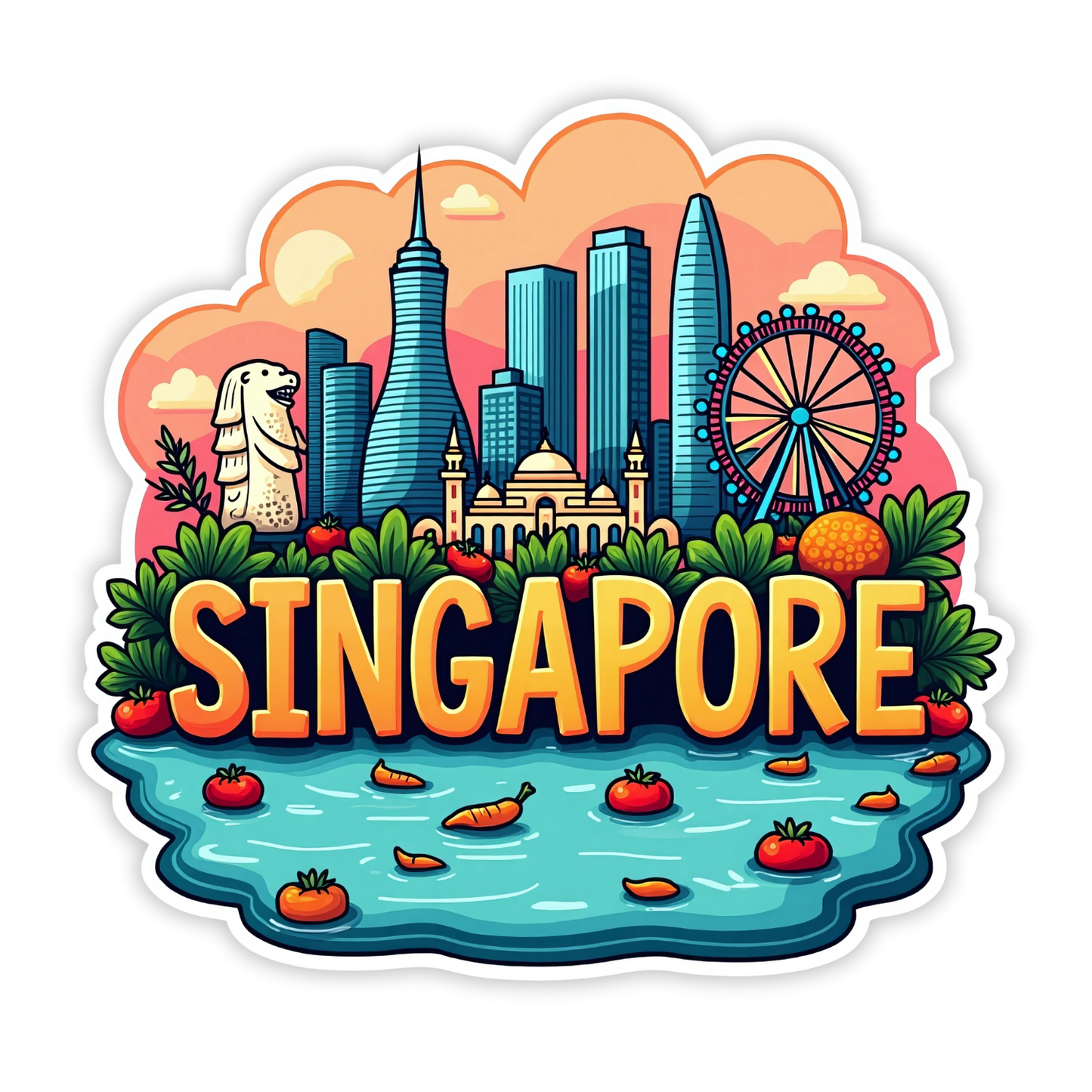 Singapore Country Theme Souvenir Wooden Refrigerator Stylish Fridge Magnet