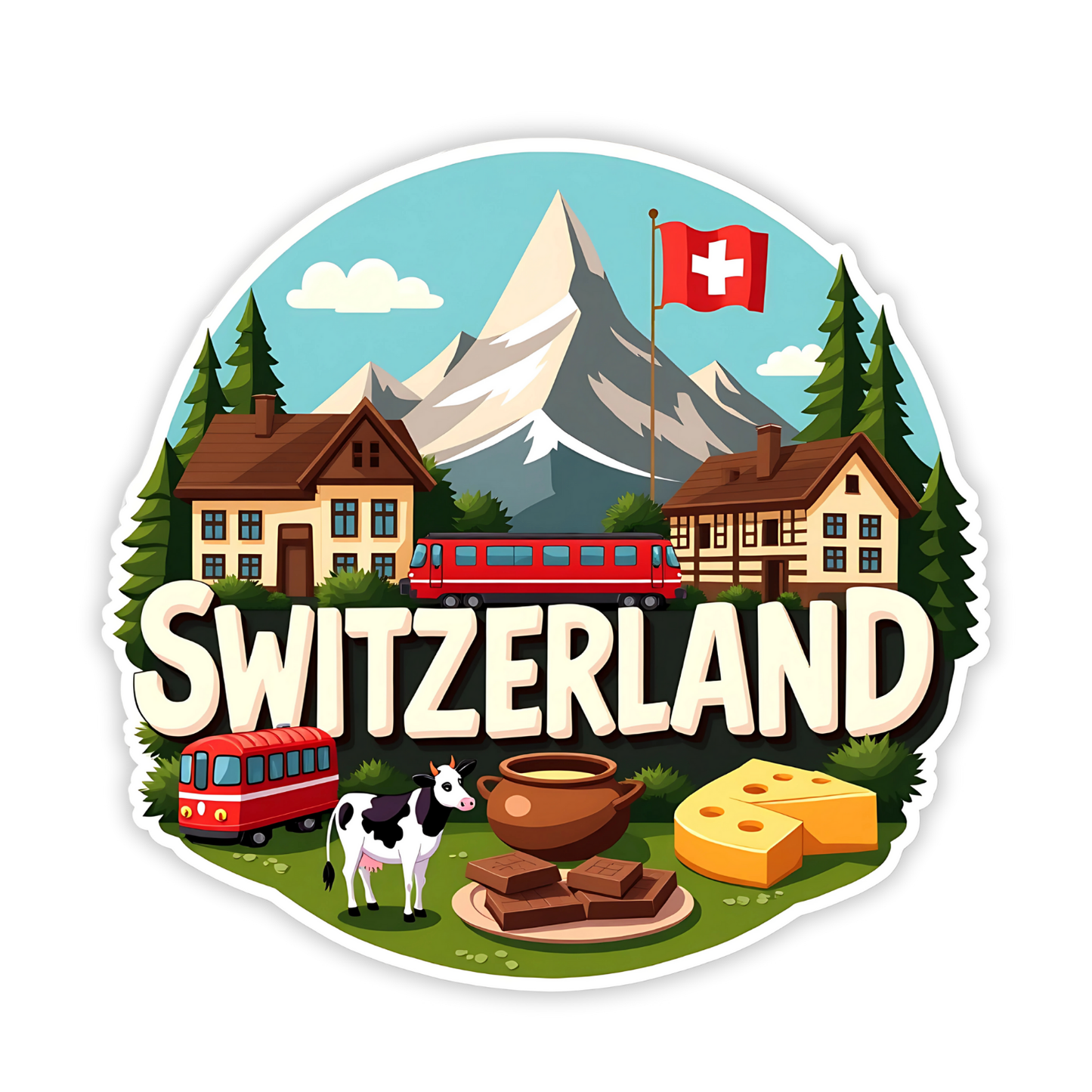 Switzerland Country Theme Souvenir Wooden Refrigerator Stylish Fridge Magnet