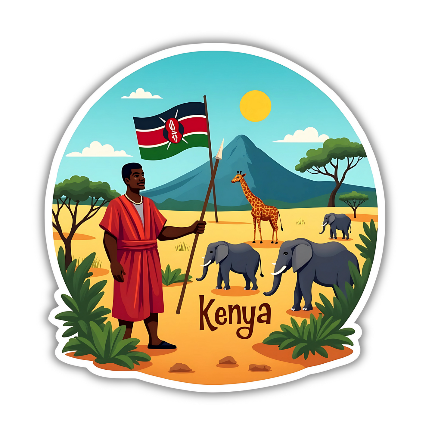Kenya Country Theme Souvenir Wooden Refrigerator Stylish Fridge Magnet