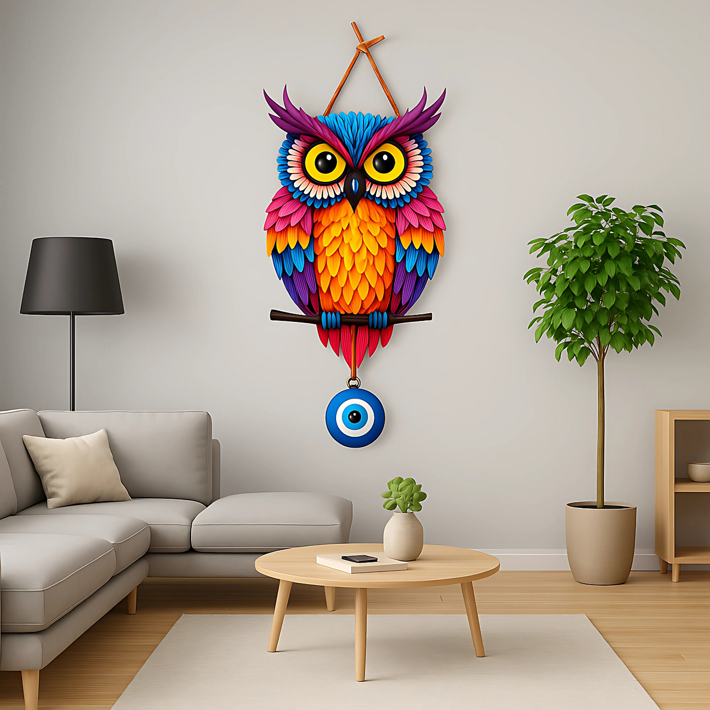Owl Shape Wooden Wall Hanging for Home Decor