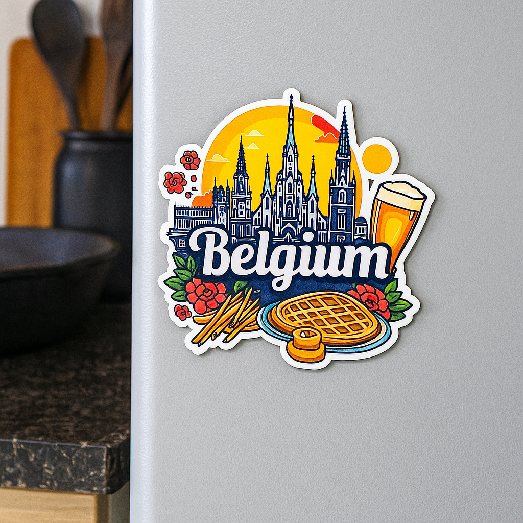 Belgium Country Theme Souvenir Wooden Refrigerator Stylish Fridge Magnet