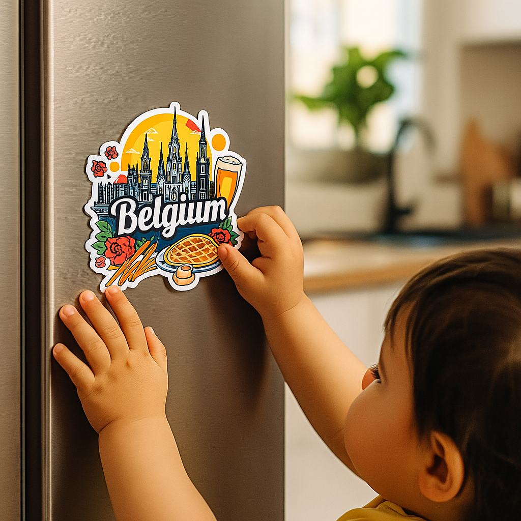 Belgium Country Theme Souvenir Wooden Refrigerator Stylish Fridge Magnet