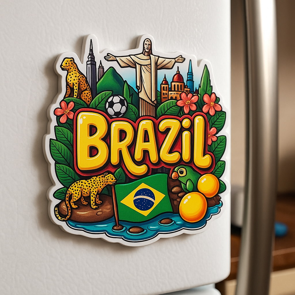Brazil Country Theme Souvenir Wooden Refrigerator Stylish Fridge Magnet