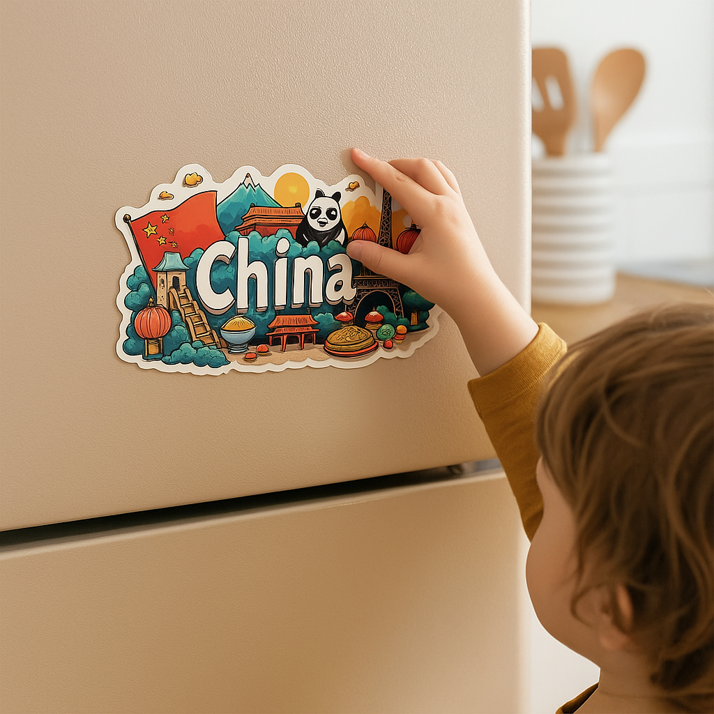 China Country Theme Souvenir Wooden Refrigerator Stylish Fridge Magnet