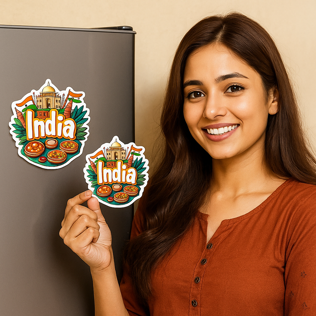 India Country Theme Souvenir Wooden Refrigerator Stylish Fridge Magnet