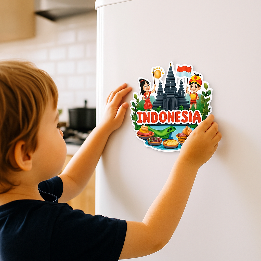 Indonesia Country Theme Souvenir Wooden Refrigerator Stylish Fridge Magnet