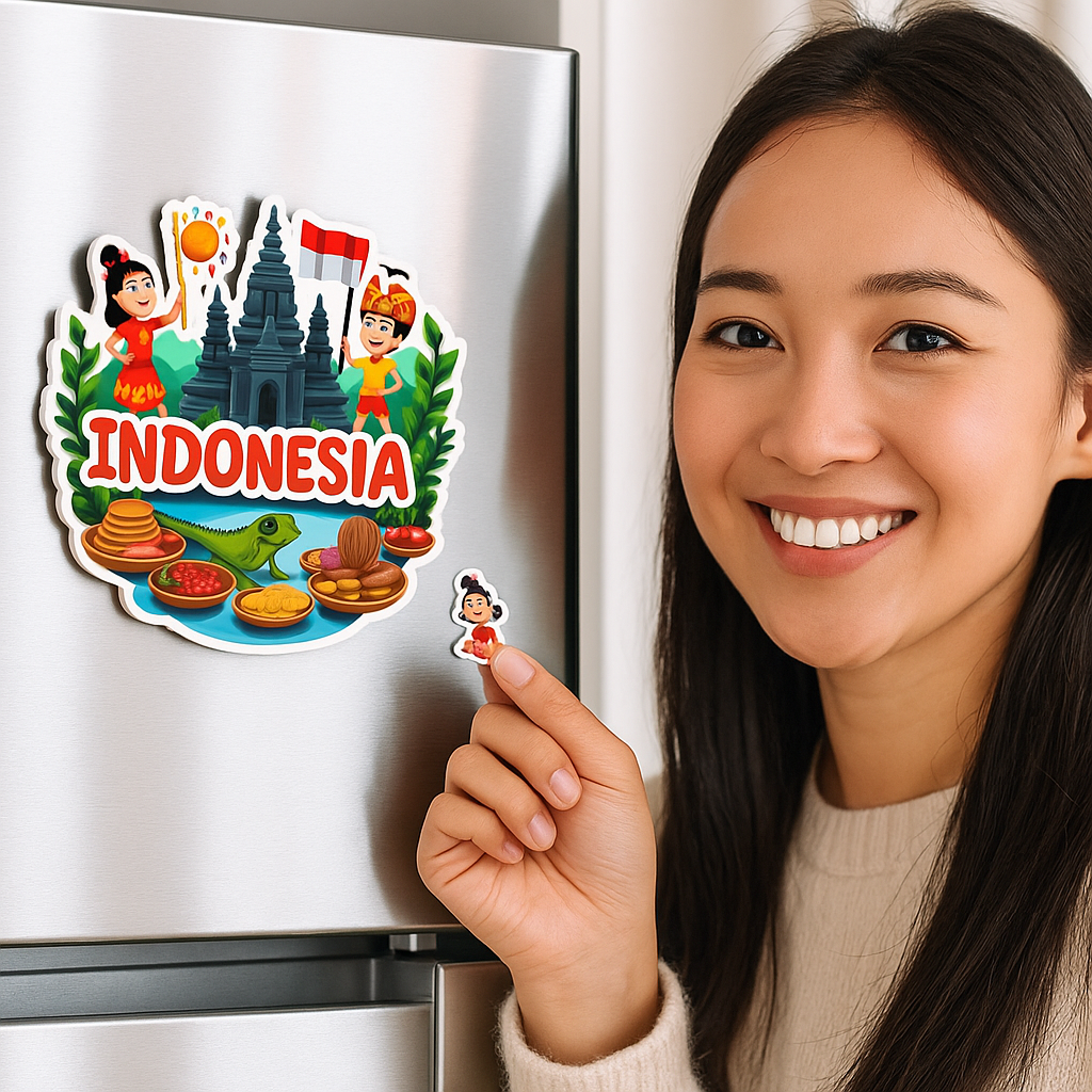 Indonesia Country Theme Souvenir Wooden Refrigerator Stylish Fridge Magnet