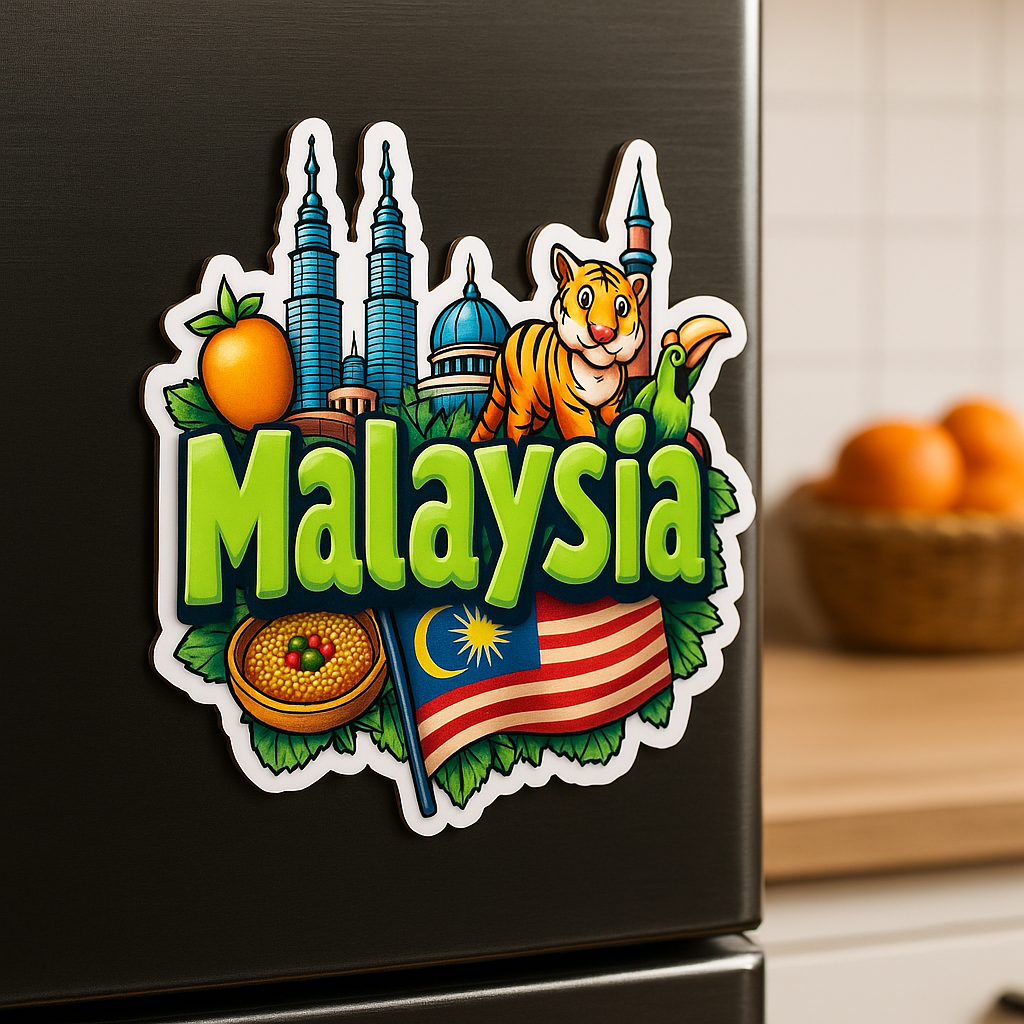 Malaysia Country Theme Souvenir Wooden Refrigerator Stylish Fridge Magnet