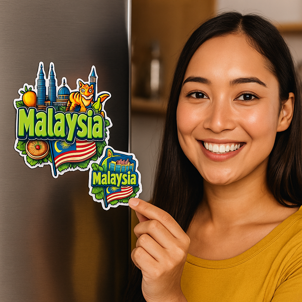 Malaysia Country Theme Souvenir Wooden Refrigerator Stylish Fridge Magnet