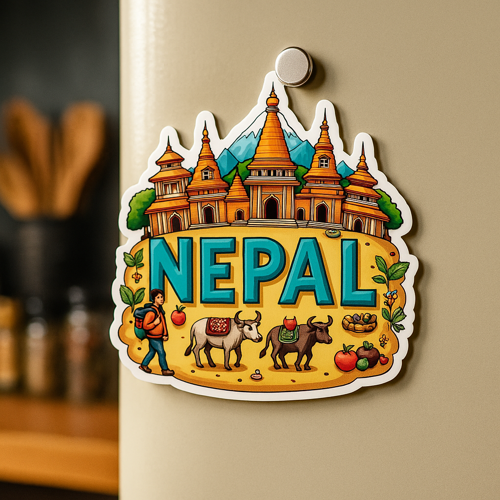 Nepal Country Theme Souvenir Wooden Refrigerator Stylish Fridge Magnet