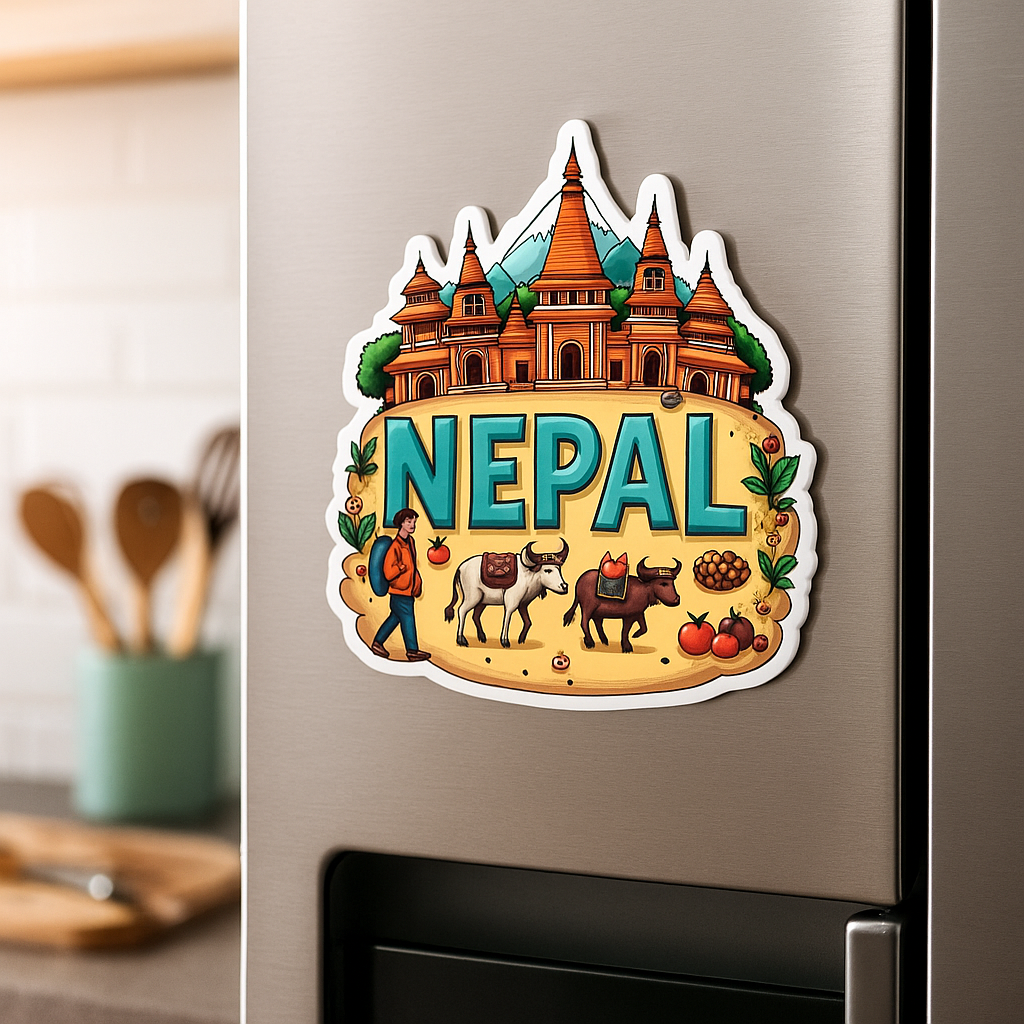 Nepal Country Theme Souvenir Wooden Refrigerator Stylish Fridge Magnet