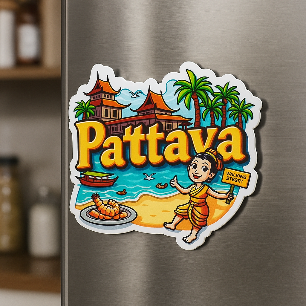 Pattaya Country Theme Souvenir Wooden Refrigerator Stylish Fridge Magnet
