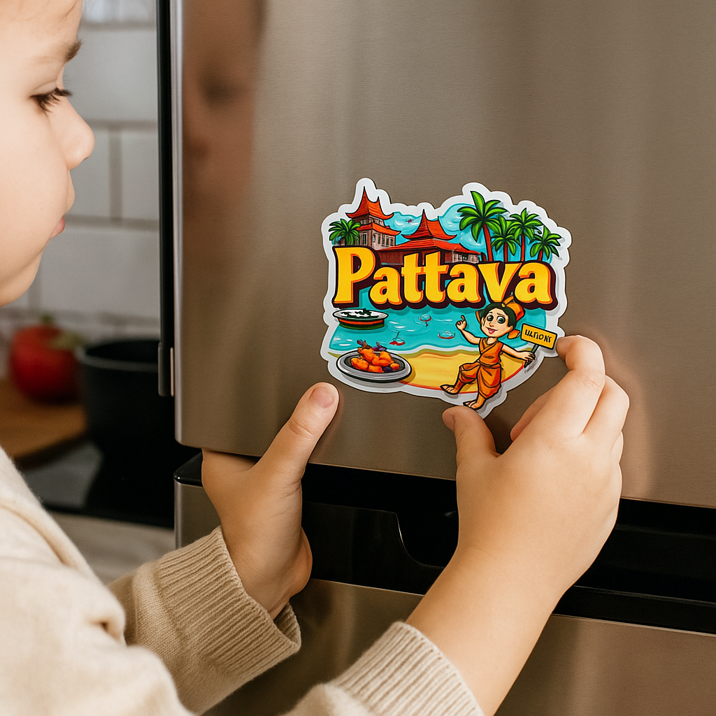 Pattaya Country Theme Souvenir Wooden Refrigerator Stylish Fridge Magnet