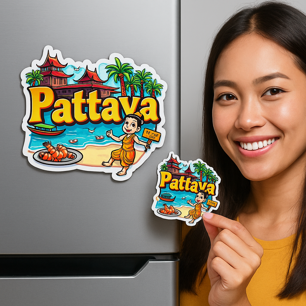 Pattaya Country Theme Souvenir Wooden Refrigerator Stylish Fridge Magnet