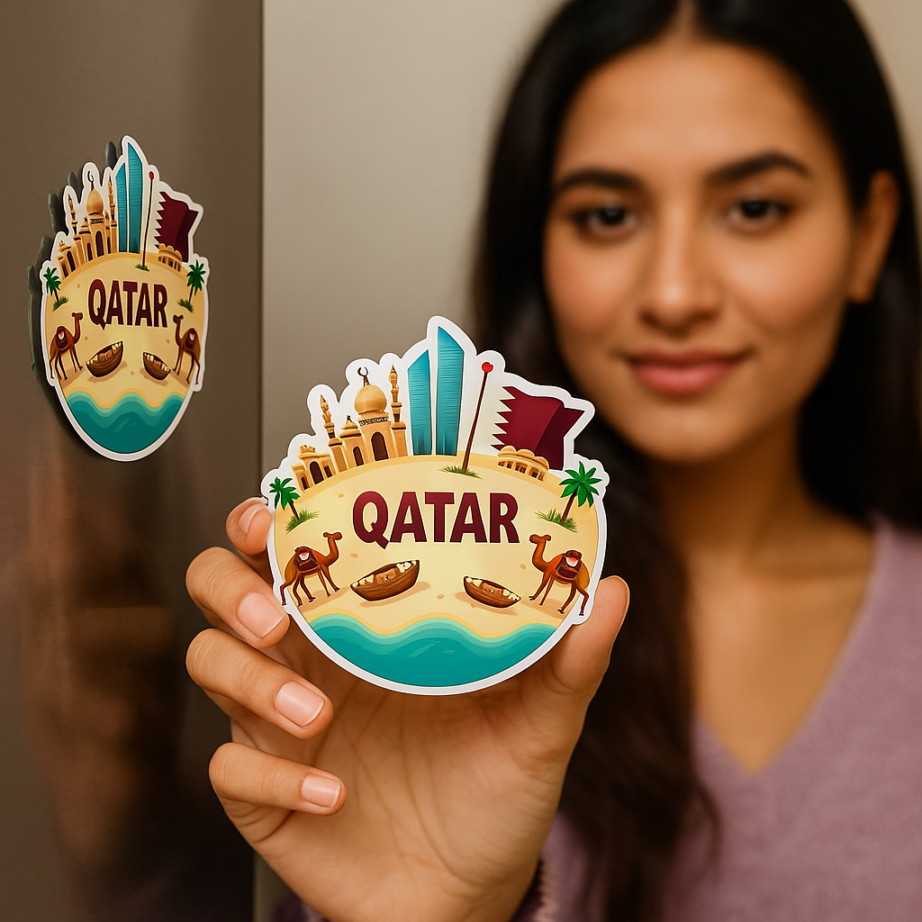 Qatar Country Theme Souvenir Wooden Refrigerator Stylish Fridge Magnet