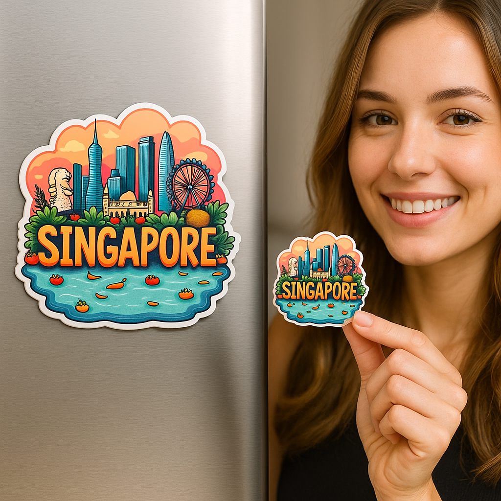Singapore Country Theme Souvenir Wooden Refrigerator Stylish Fridge Magnet