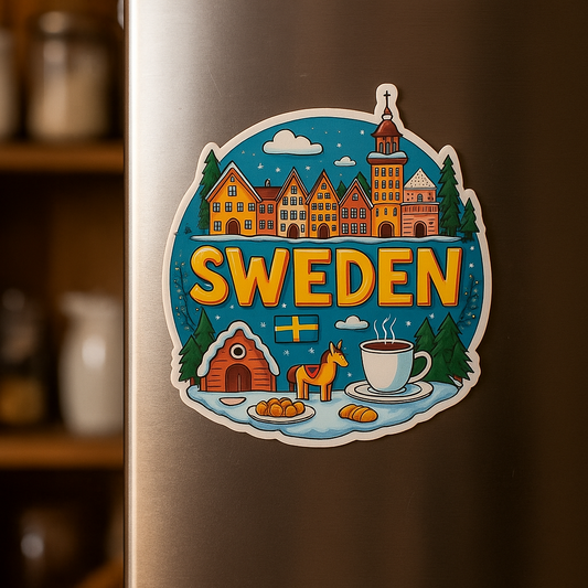 Sweden Country Theme Souvenir Wooden Refrigerator Stylish Fridge Magnet