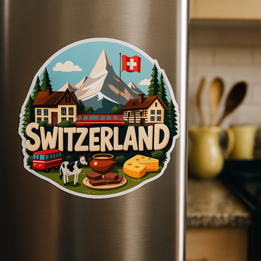 Switzerland Country Theme Souvenir Wooden Refrigerator Stylish Fridge Magnet