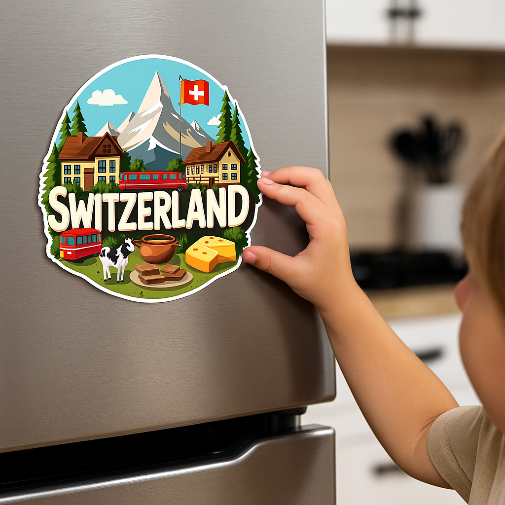 Switzerland Country Theme Souvenir Wooden Refrigerator Stylish Fridge Magnet