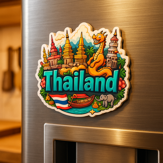 Thailand Country Theme Souvenir Wooden Refrigerator Stylish Fridge Magnet
