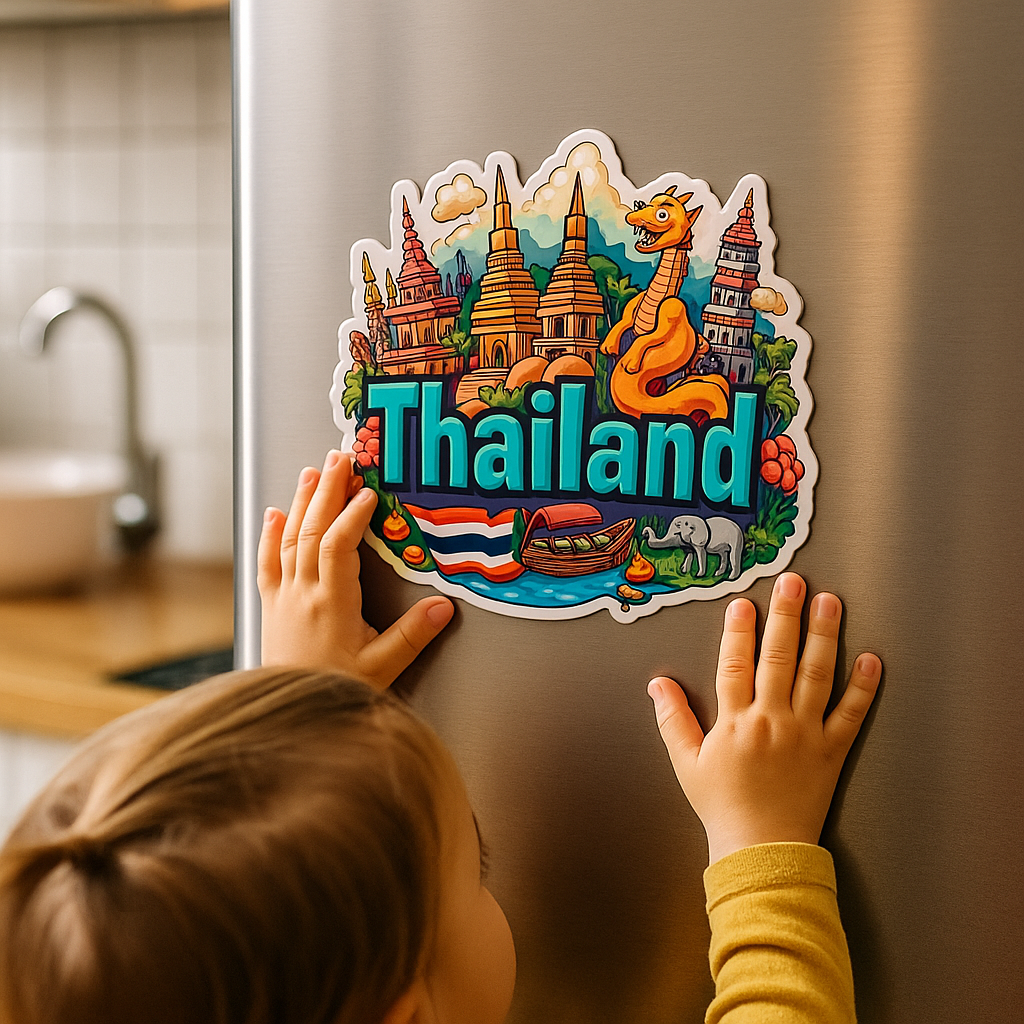 Thailand Country Theme Souvenir Wooden Refrigerator Stylish Fridge Magnet