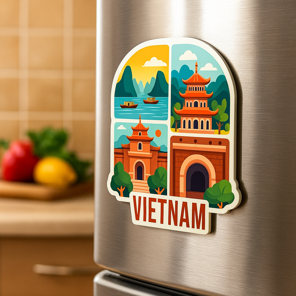 Vietnam Country Theme Souvenir Wooden Refrigerator Stylish Fridge Magnet