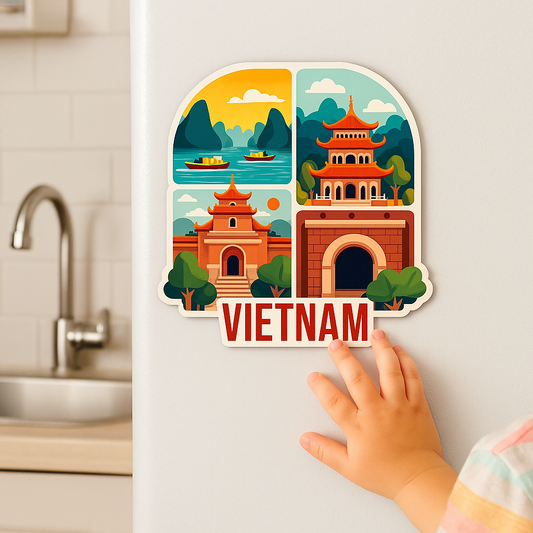 Vietnam Country Theme Souvenir Wooden Refrigerator Stylish Fridge Magnet