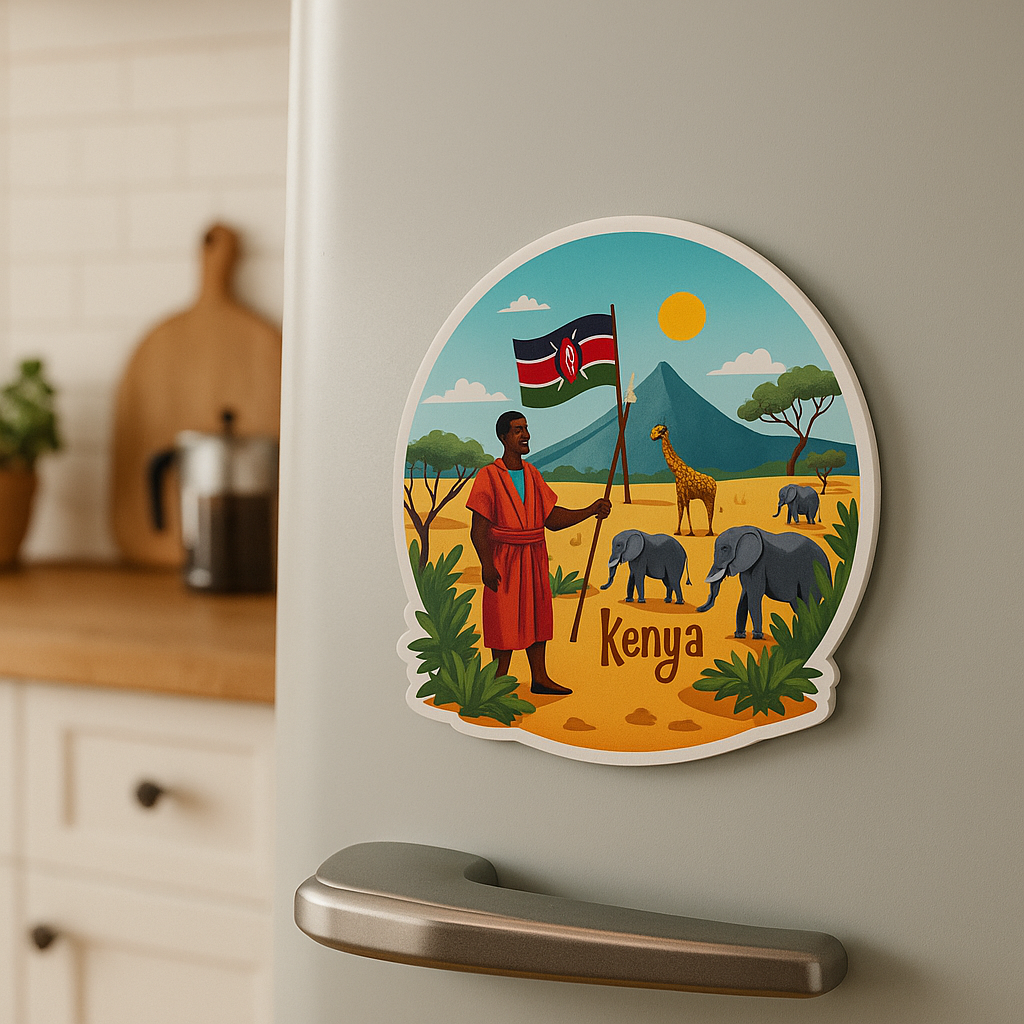 Kenya Country Theme Souvenir Wooden Refrigerator Stylish Fridge Magnet