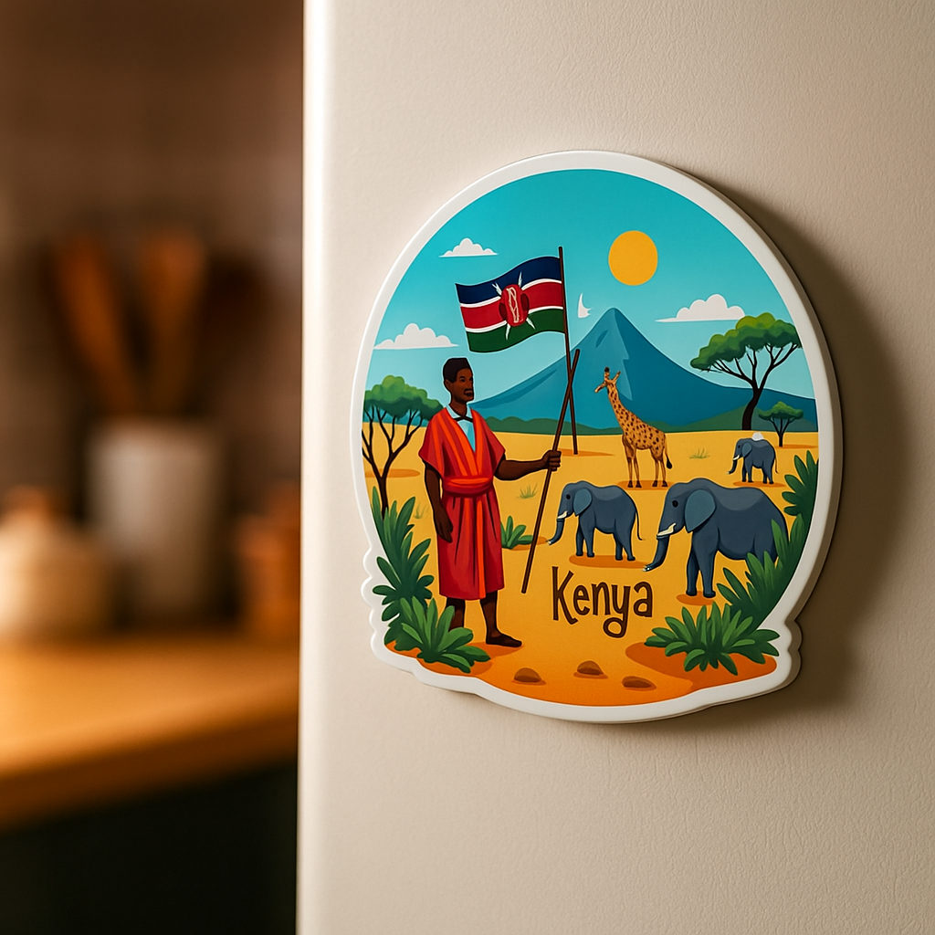 Kenya Country Theme Souvenir Wooden Refrigerator Stylish Fridge Magnet