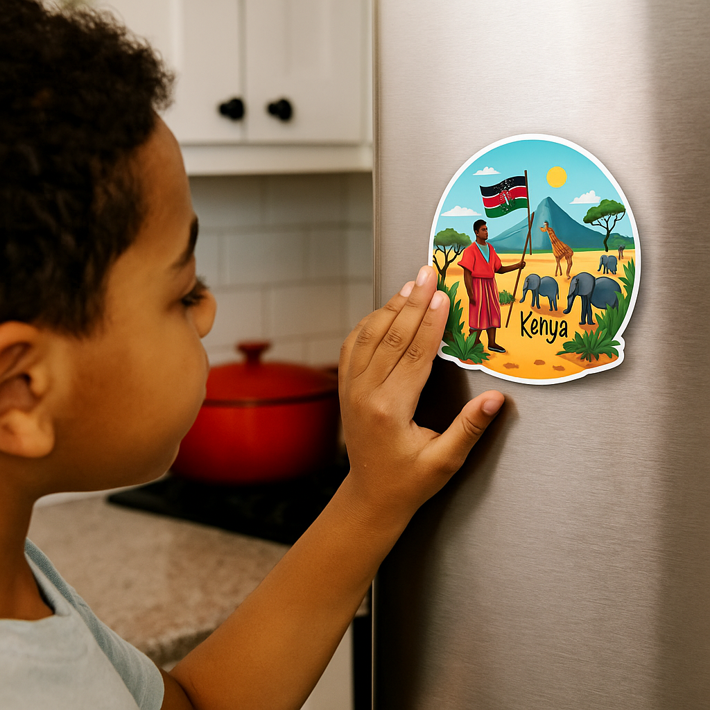 Kenya Country Theme Souvenir Wooden Refrigerator Stylish Fridge Magnet