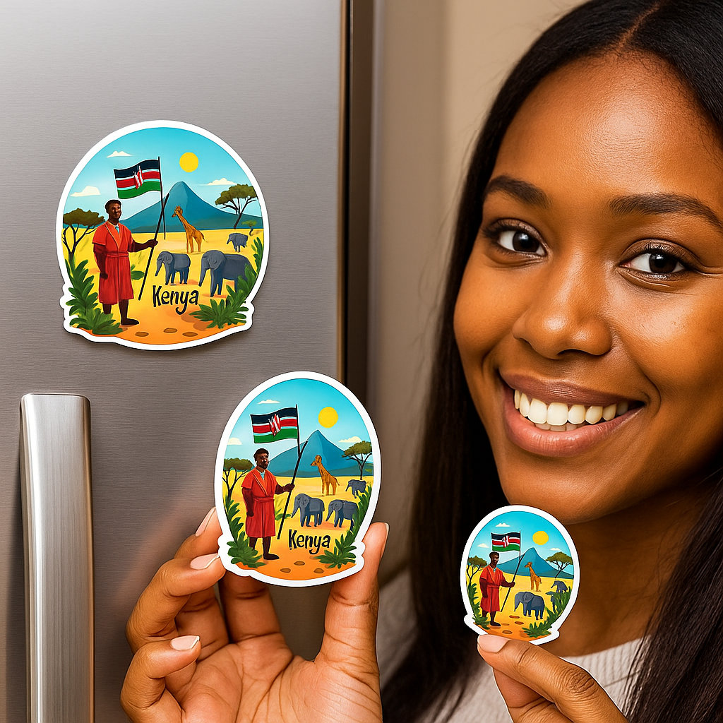 Kenya Country Theme Souvenir Wooden Refrigerator Stylish Fridge Magnet