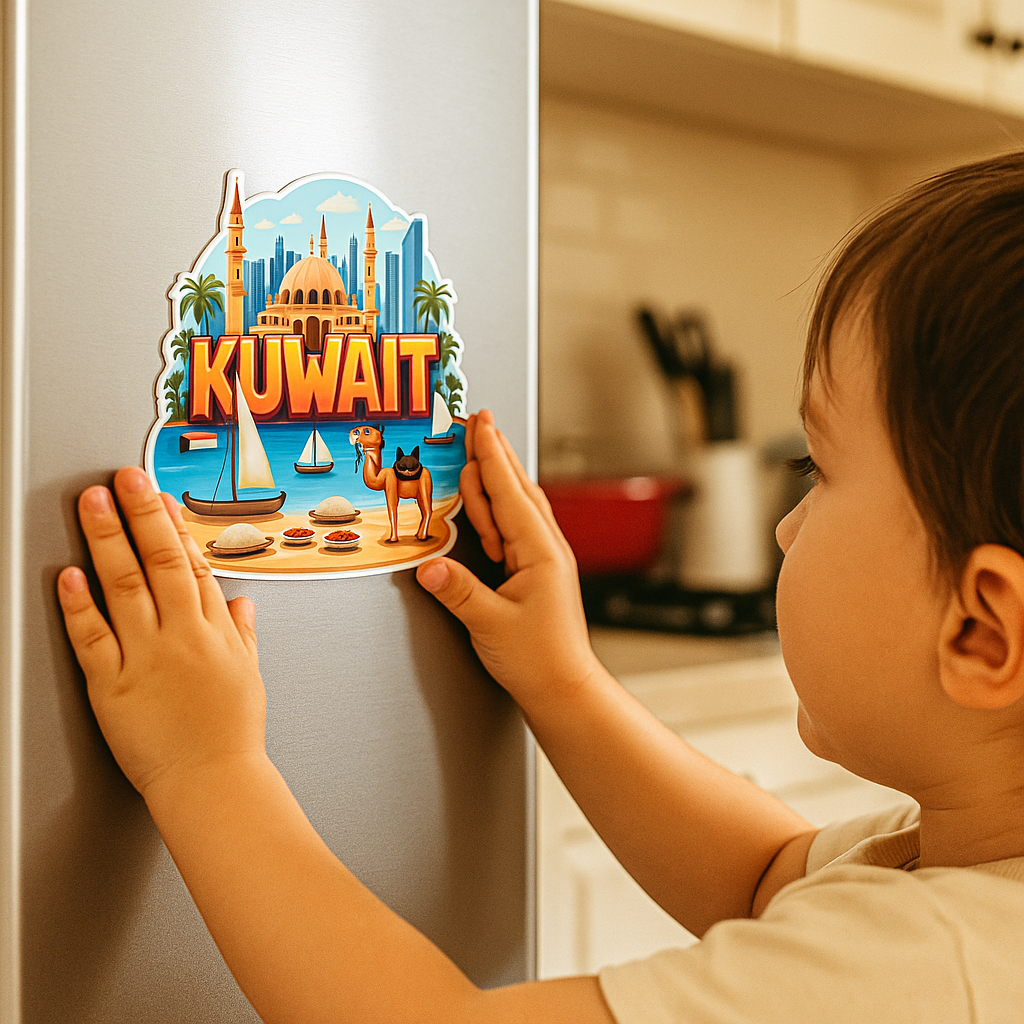 Kuwait Country Theme Souvenir Wooden Refrigerator Stylish Fridge Magnet