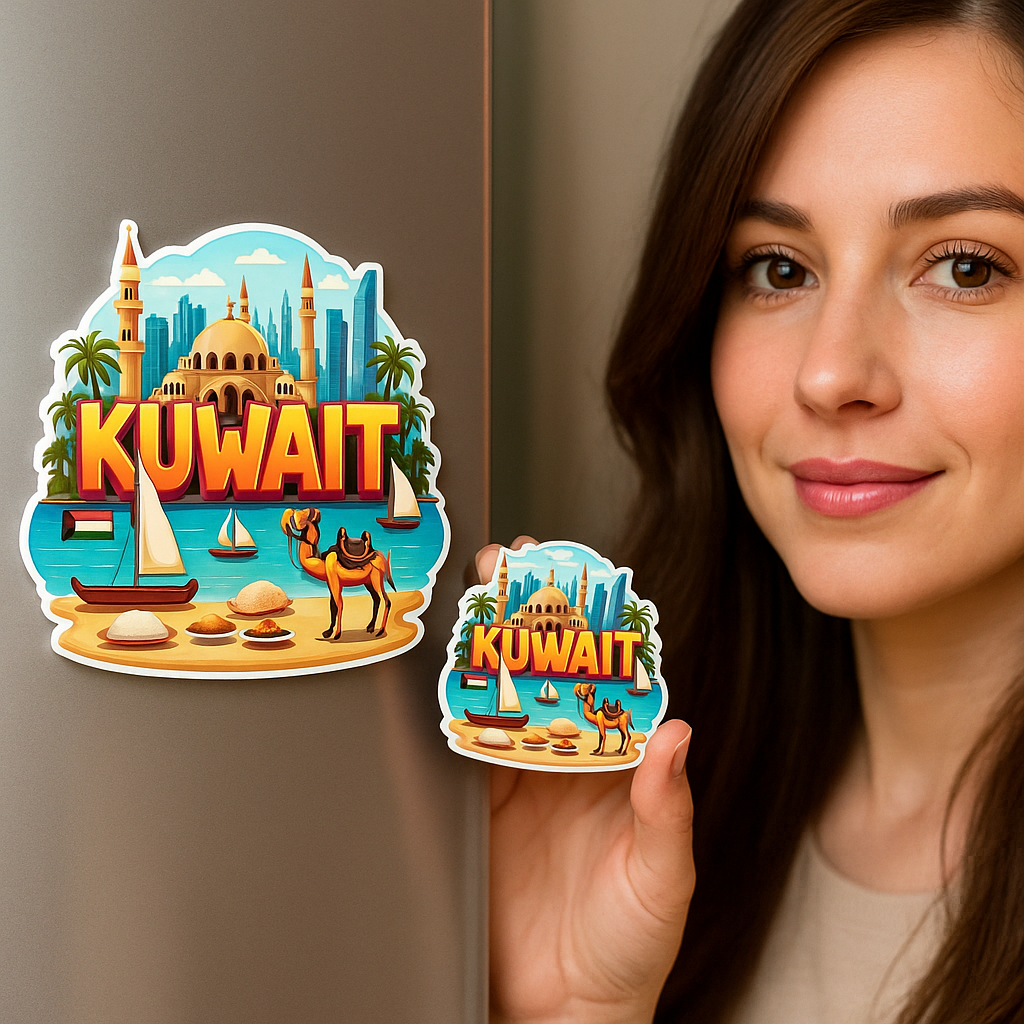 Kuwait Country Theme Souvenir Wooden Refrigerator Stylish Fridge Magnet