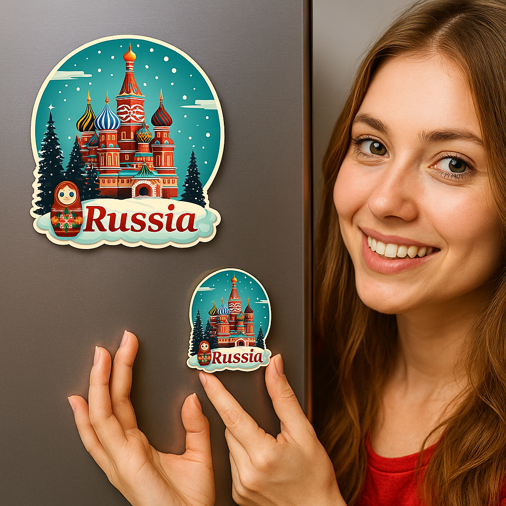 Russia Country Theme Souvenir Wooden Refrigerator Stylish Fridge Magnet