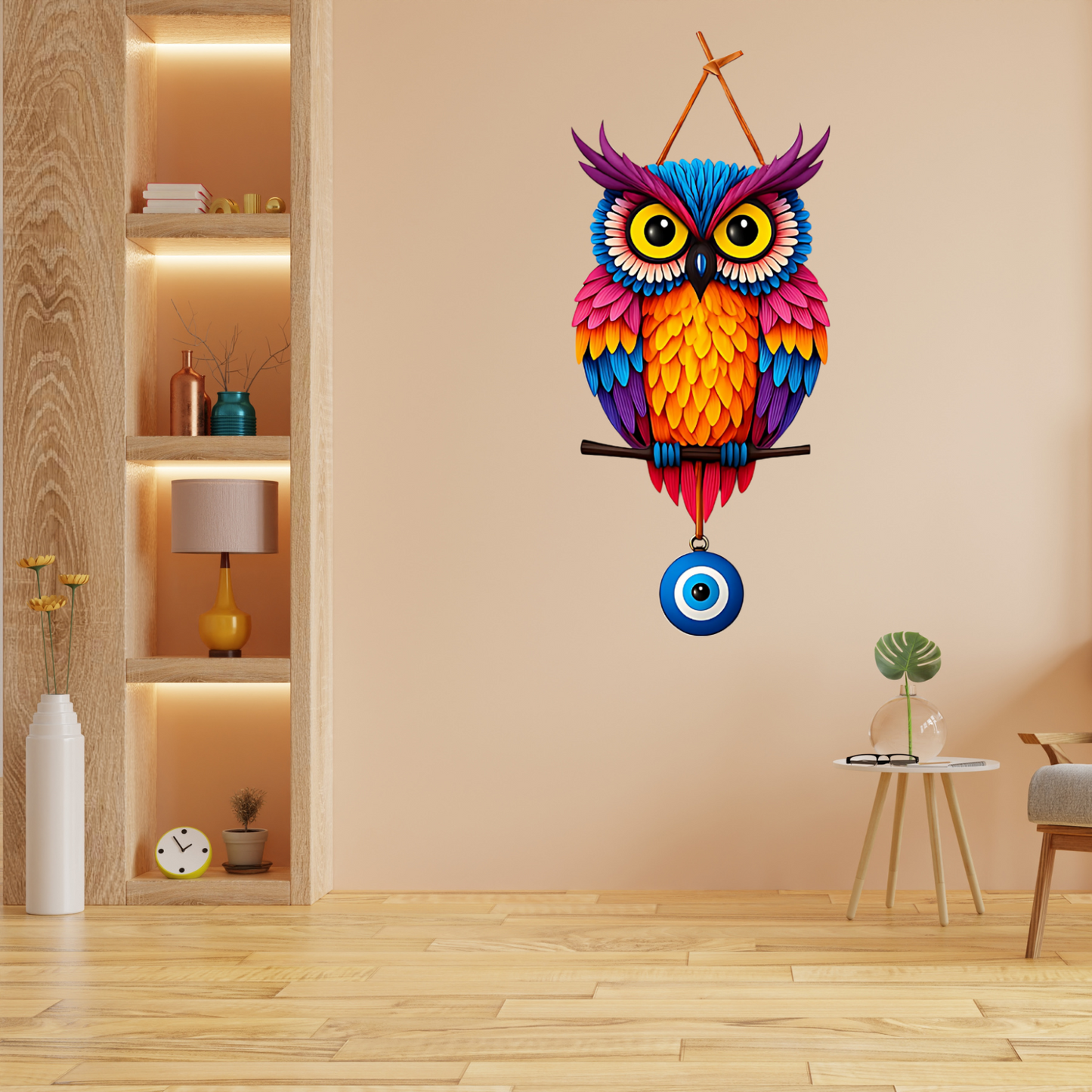 Owl Shape Wooden Wall Hanging for Home Decor