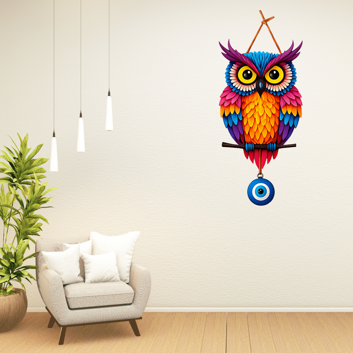 Owl Shape Wooden Wall Hanging for Home Decor