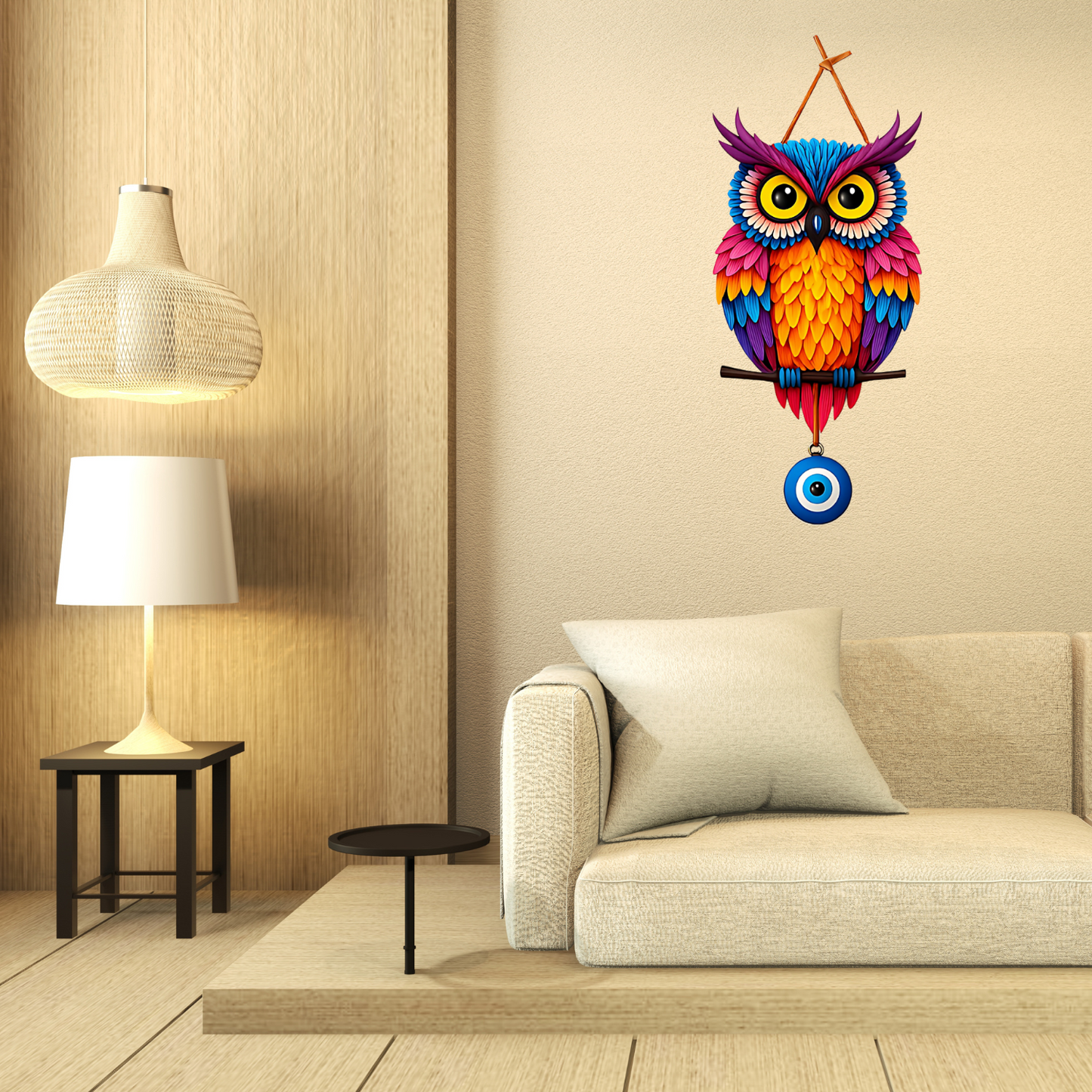 Owl Shape Wooden Wall Hanging for Home Decor