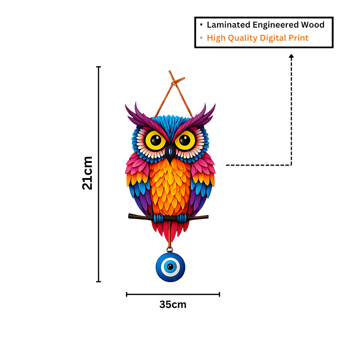 Owl Shape Wooden Wall Hanging for Home Decor