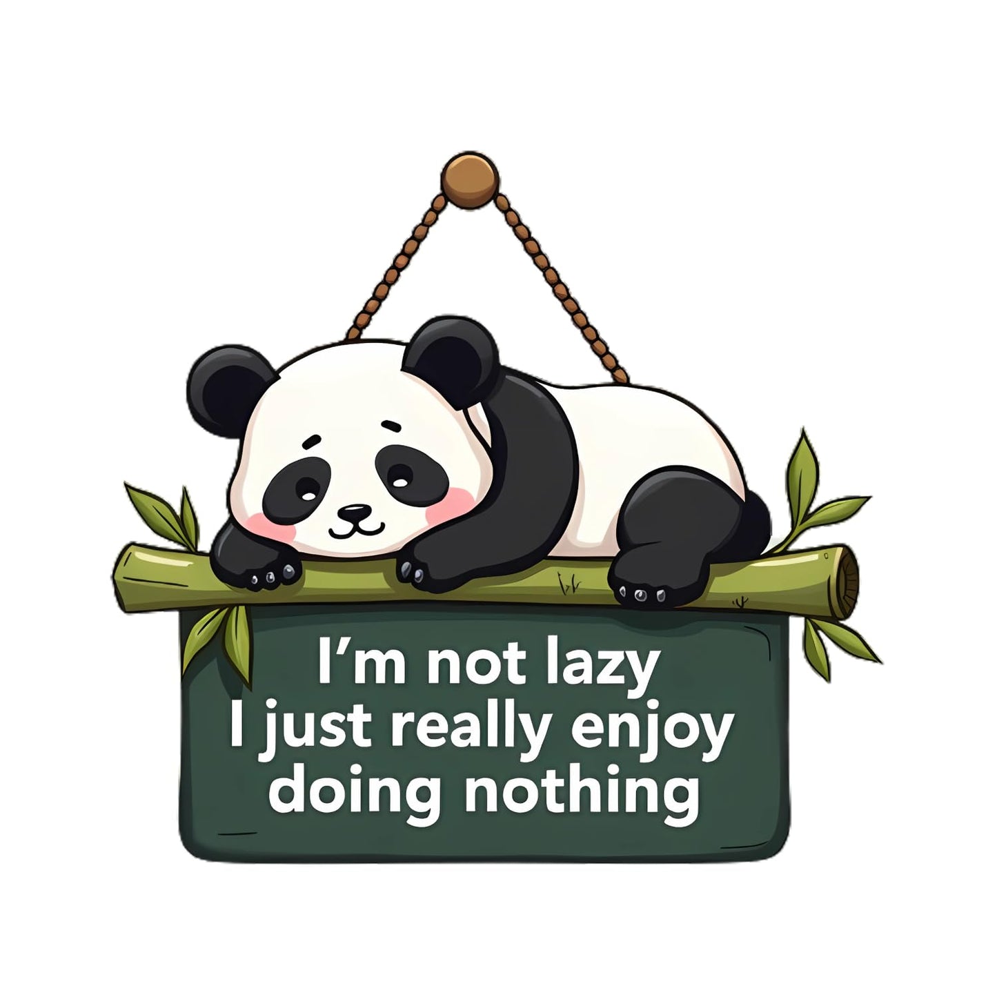 Lazy Panda Printed Wooden Wall Hanging with Quotes for Home Decor
