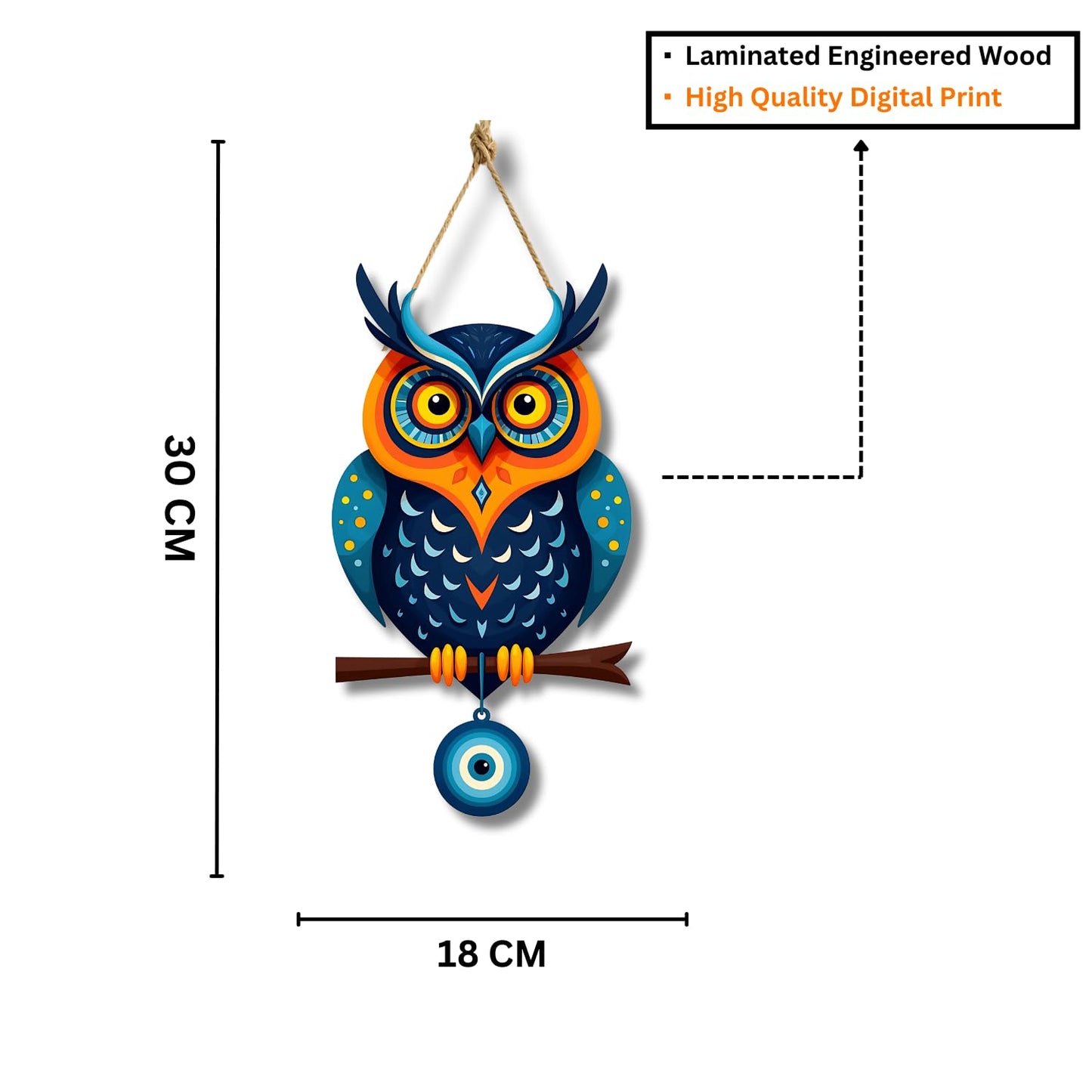 Owl Shape Wooden Wall Hanging for Home Decor, Living Room D8
