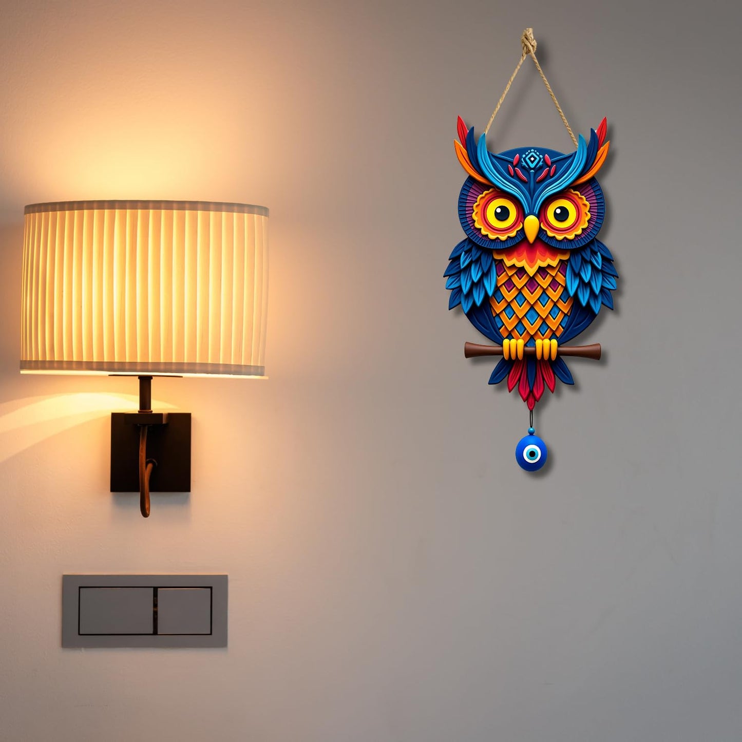 Owl Shape Wooden Wall Hanging for Home Decor, Living Room D6