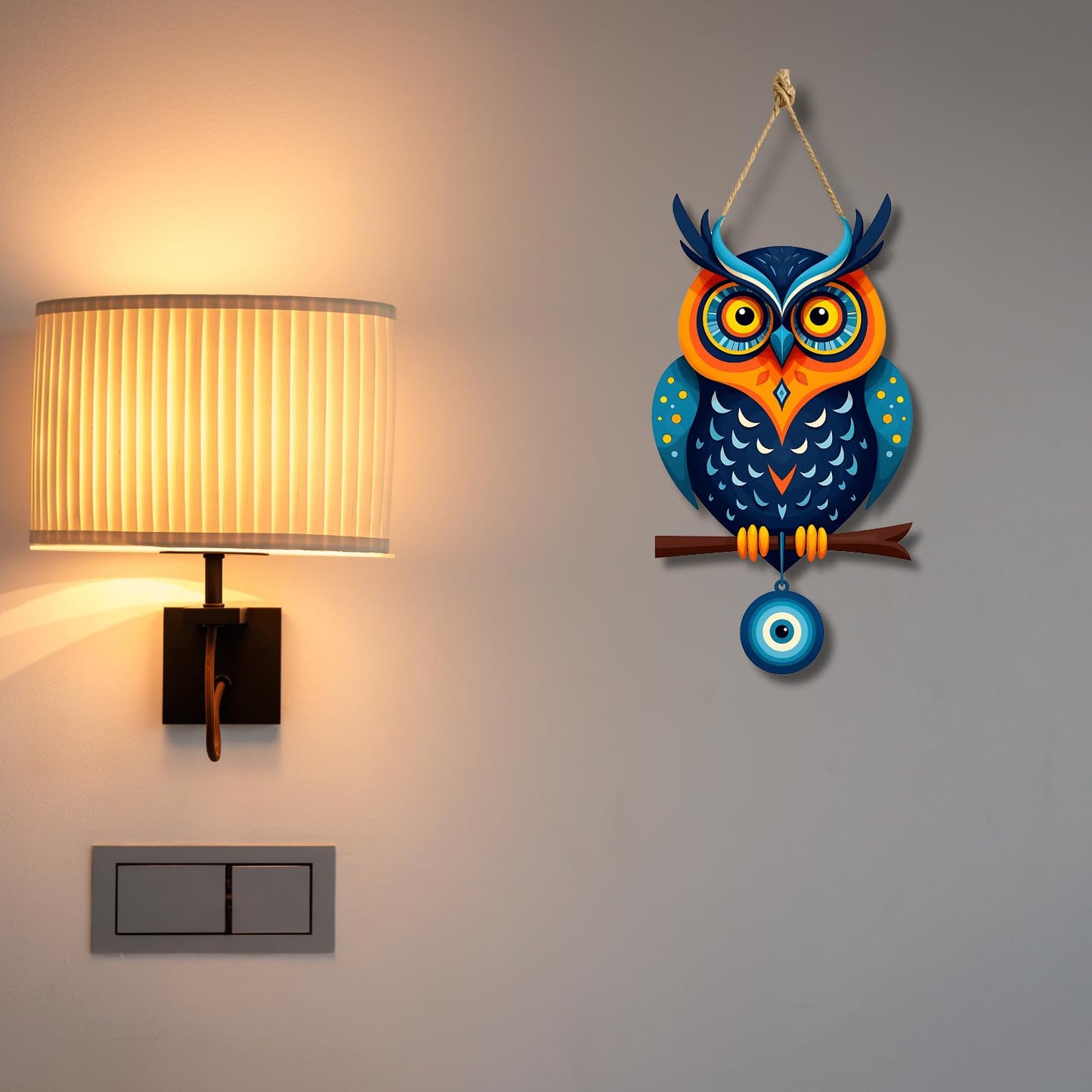 Owl Shape Wooden Wall Hanging for Home Decor, Living Room D8