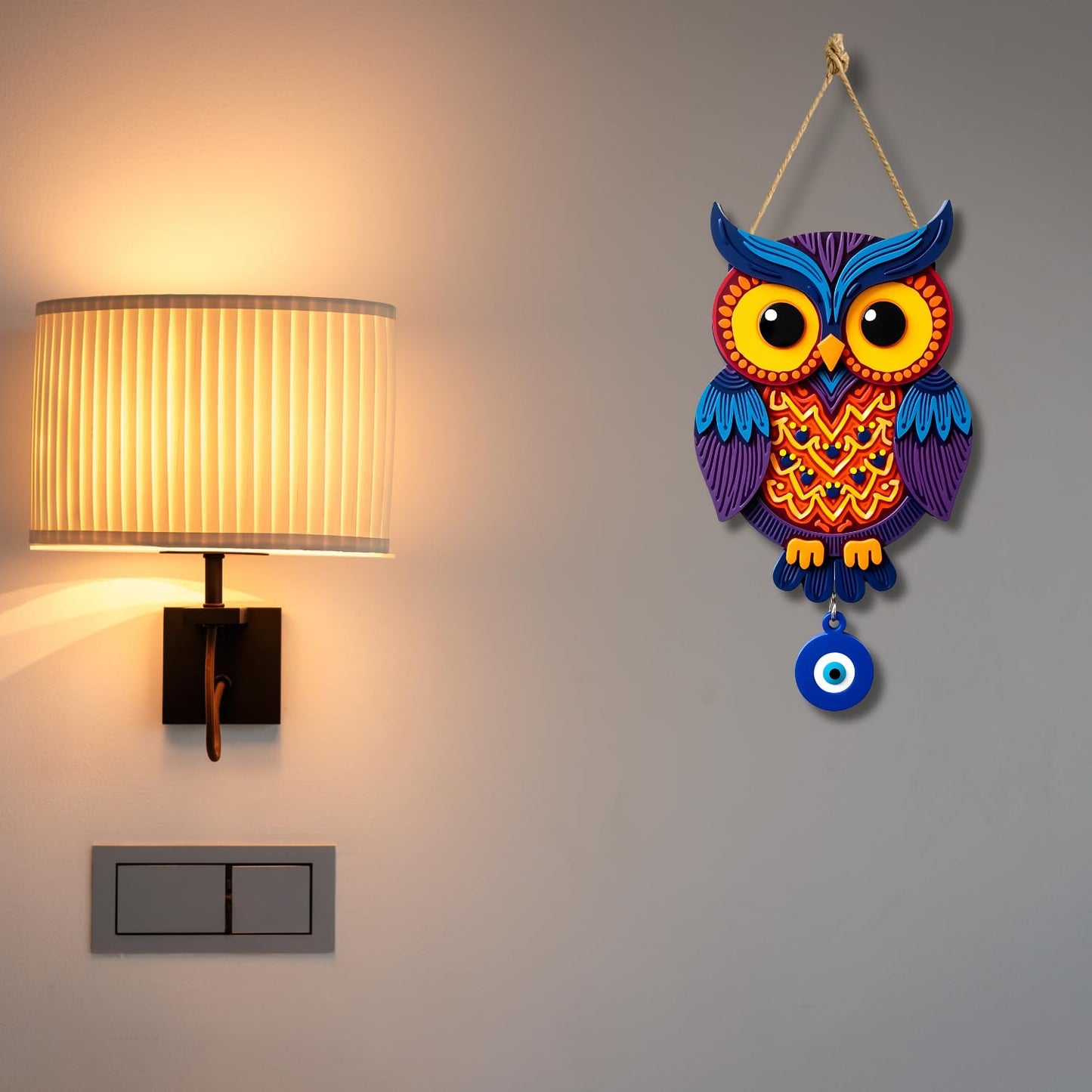 Owl Shape Wooden Wall Hanging for Home Decor, Living Room D5