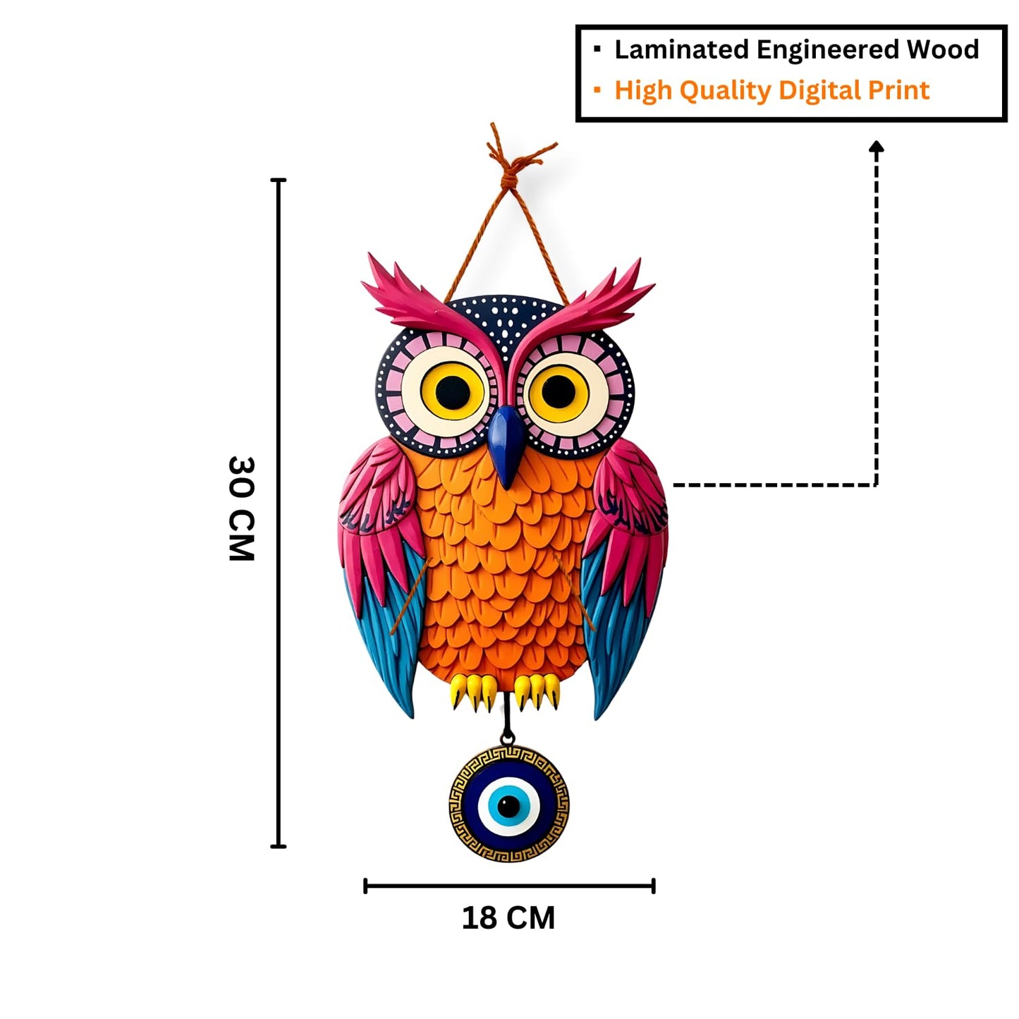 Owl Shape Wooden Wall Hanging for Home Decor, Living Room D3