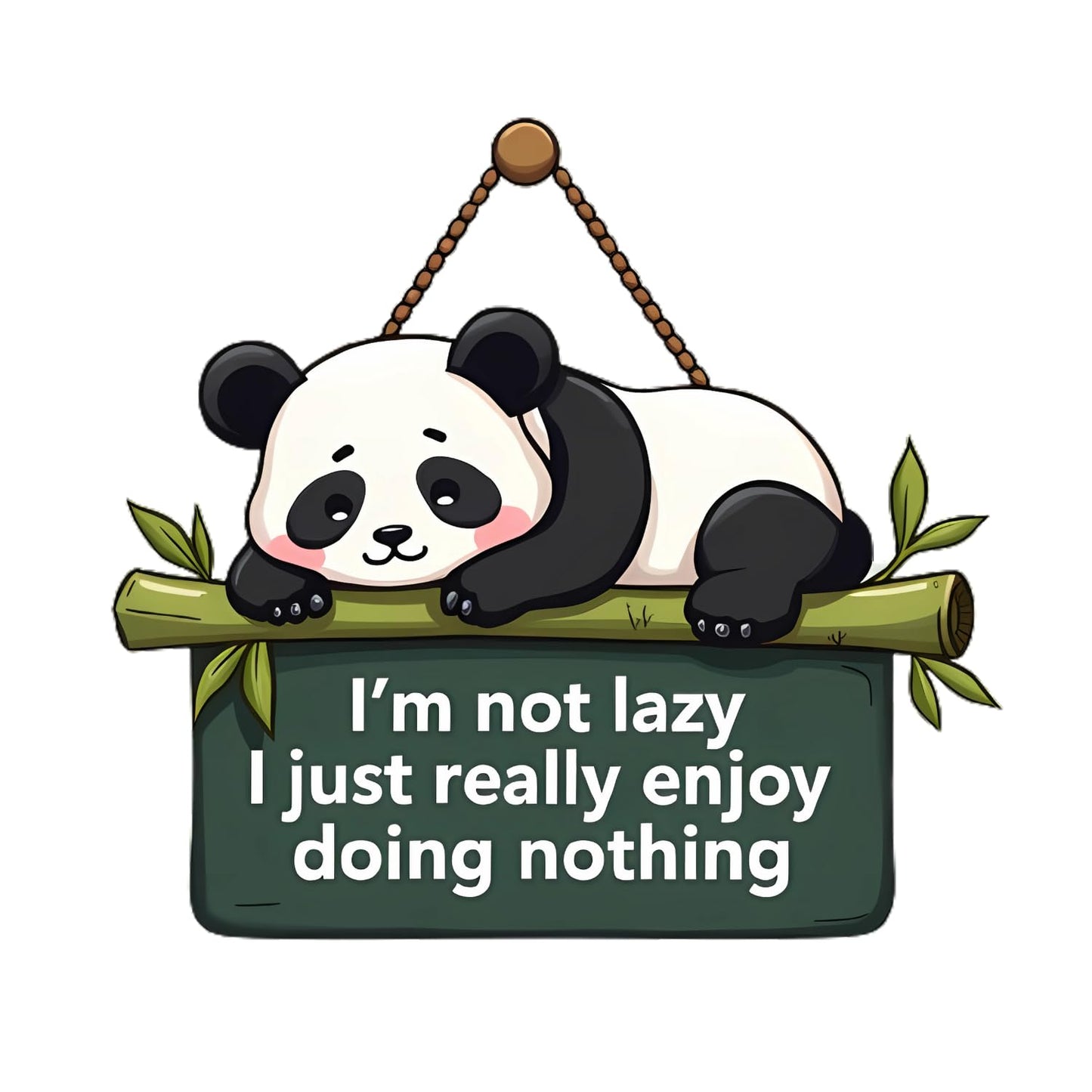 Lazy Panda Printed Wooden Wall Hanging with Quotes for Home Decor