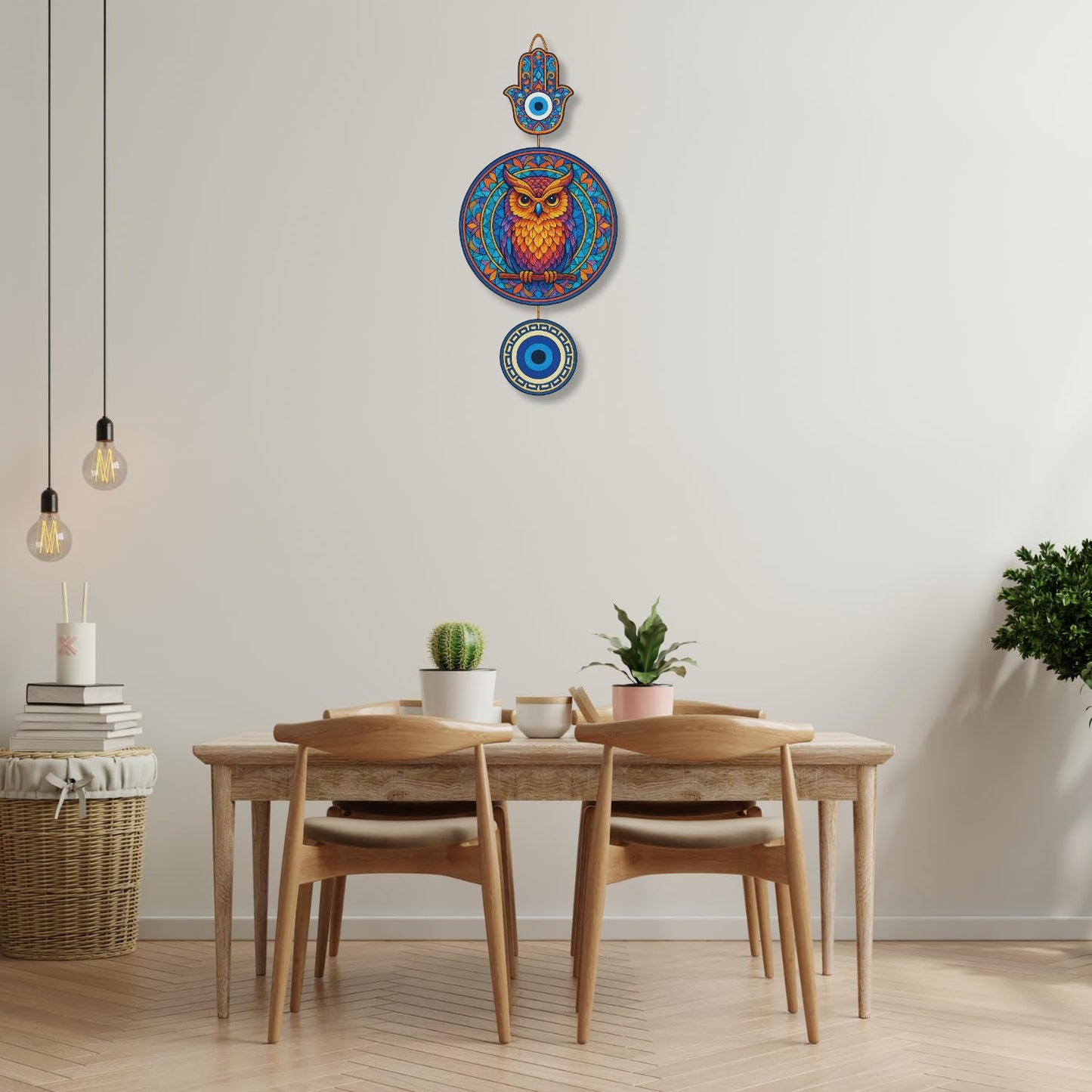 Owl Shape Wooden Wall Hanging for Home Decor, Living Room D10