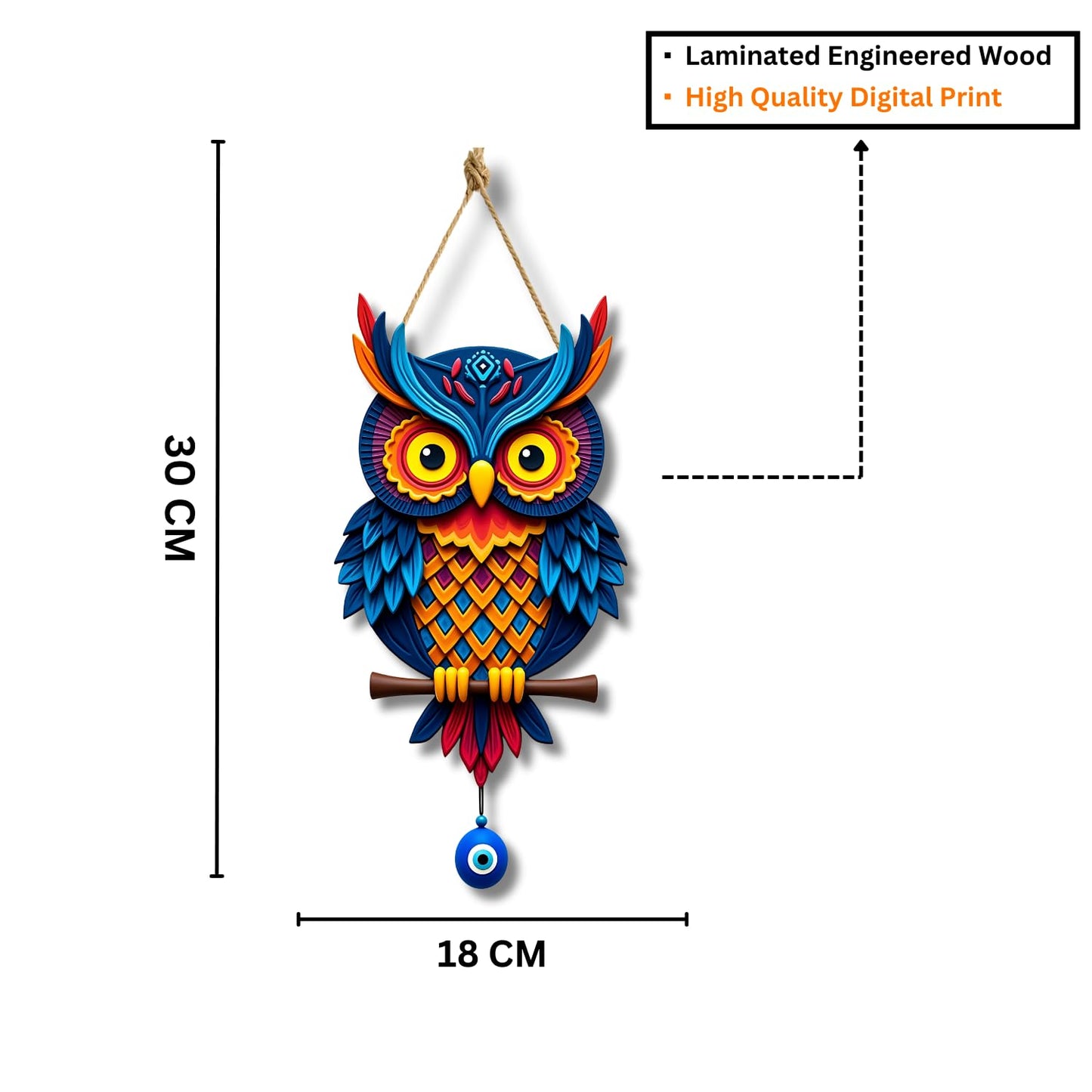 Owl Shape Wooden Wall Hanging for Home Decor, Living Room D6