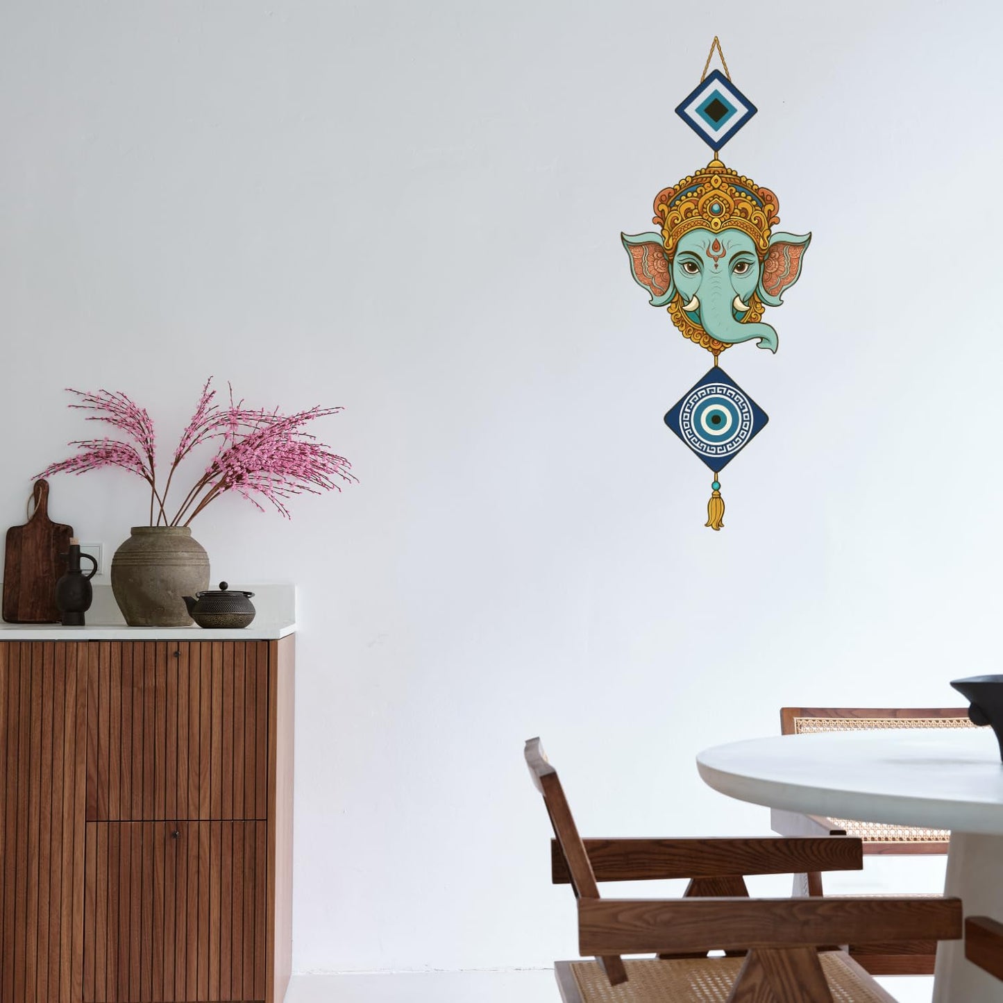 Elephant Wooden Wall Hanging for Home Kitchen Decor | Hamsa Hand Decoration