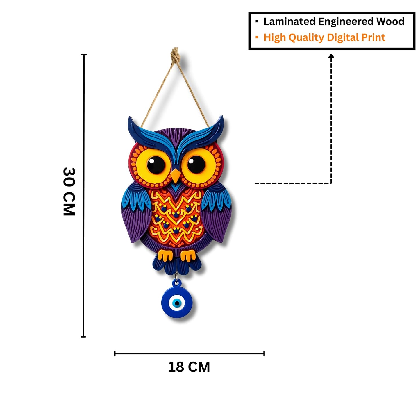 Owl Shape Wooden Wall Hanging for Home Decor, Living Room D5