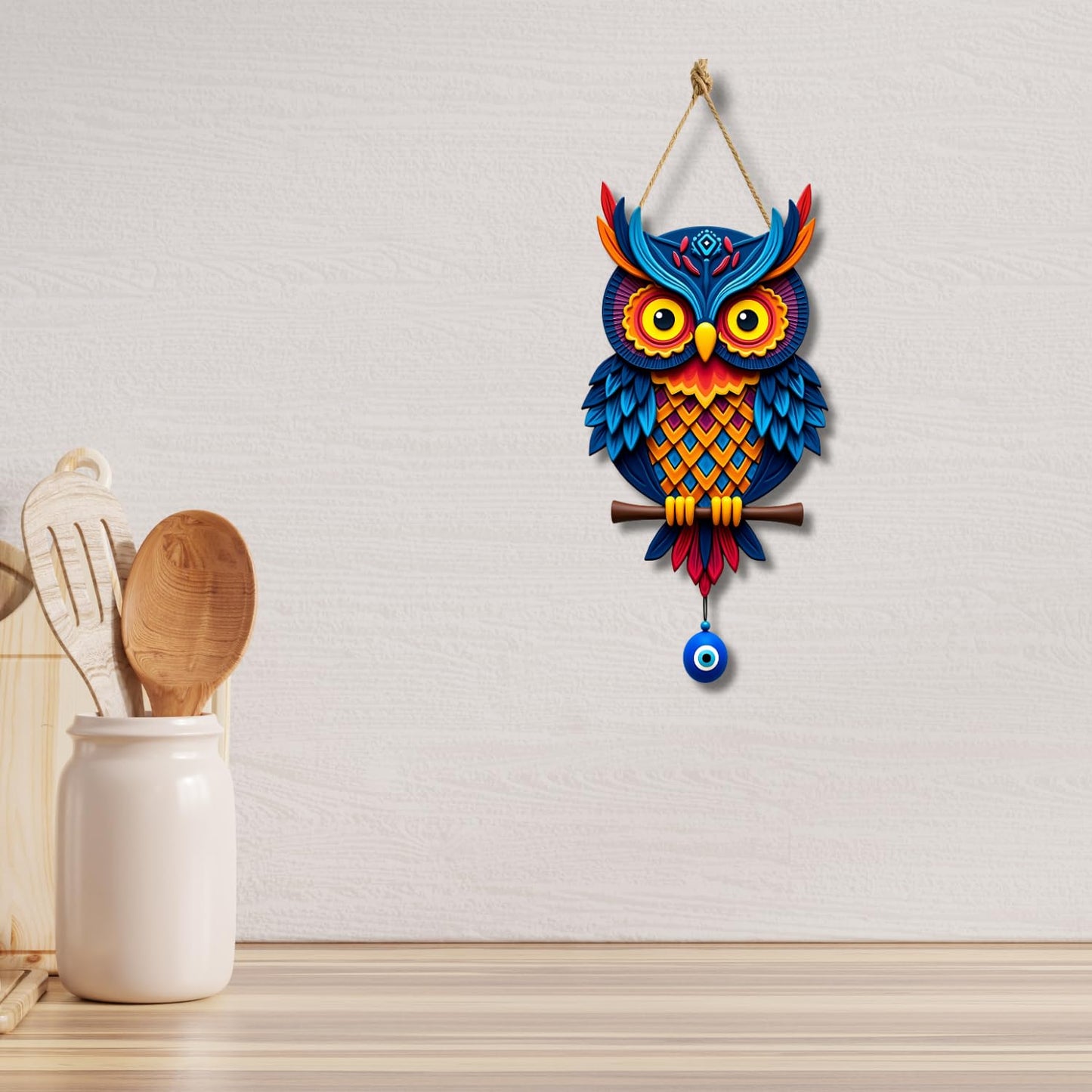 Owl Shape Wooden Wall Hanging for Home Decor, Living Room D6